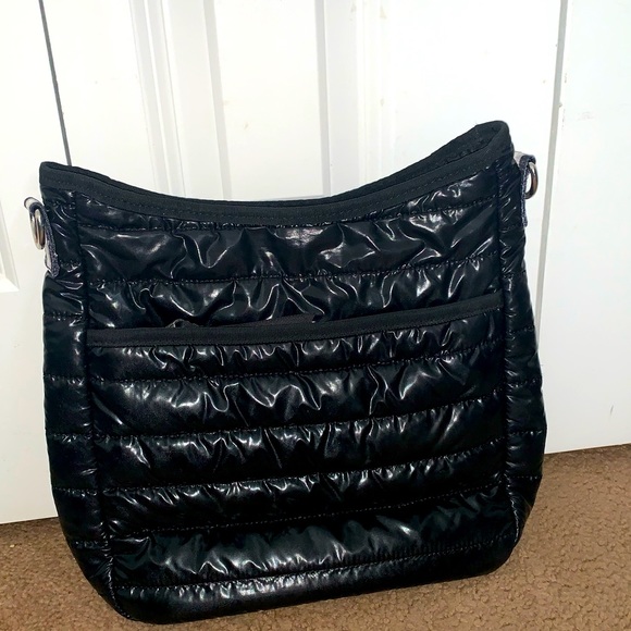 Nylon Puffy Crossbody Black Shiny * Strap Not Included - Picture 1 of 3
